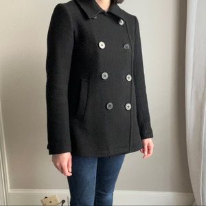 Women’s Theory Wool Coat Black Peacoat Size Small